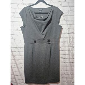 NWT Spense Gray Cowl Neck Career Work Office Button Detail Dress Size 14